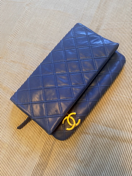 CHANEL Handbags - NOT AVAILABLE CHANEL Cobalt Blue Quilted Slim City Clutch with Gold CC